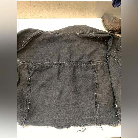 Black Denim Cow Horse Fringe Distressed Jean Jacket Longhorn Rodeo Western Bull - Picture 6 of 11